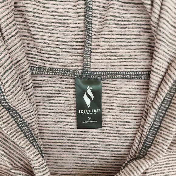 Skechers Top Womens Small Rose Gray Hooded Long Sleeve Striped Athletic Gym - Picture 9 of 10